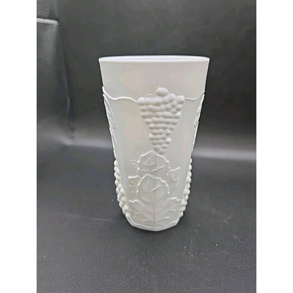 Vintage Indiana Milk Glass Harvest Pattern (Grape Vine) Tumbler